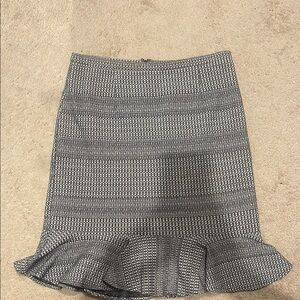 Navy & White Ruffled Mini Pencil Flounce Skirt for Work